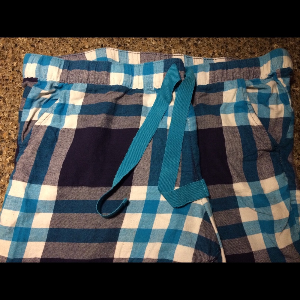Blue plaid pajama pants